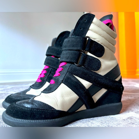 Monika Chiang Shoes - Monika Chiang High Top Leather Wedge Sneakers Size 40